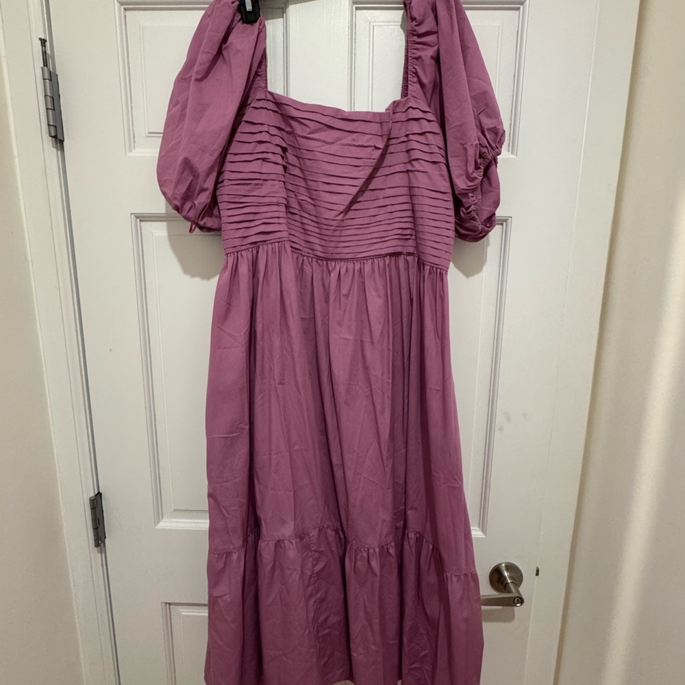 Abercrombie & Fitch Lilac Puff Sleeve Midi Dress - Picture 3 of 5